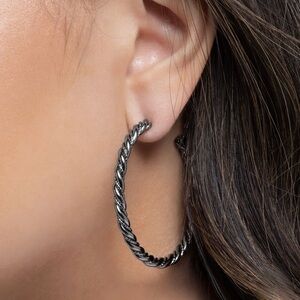 Twisted Gunmetal Hoop Earrings